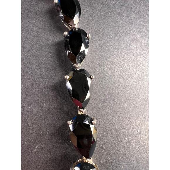 Black spinel Estate sterling silver tennis bracelet 7.5 inches - Picture 9 of 16